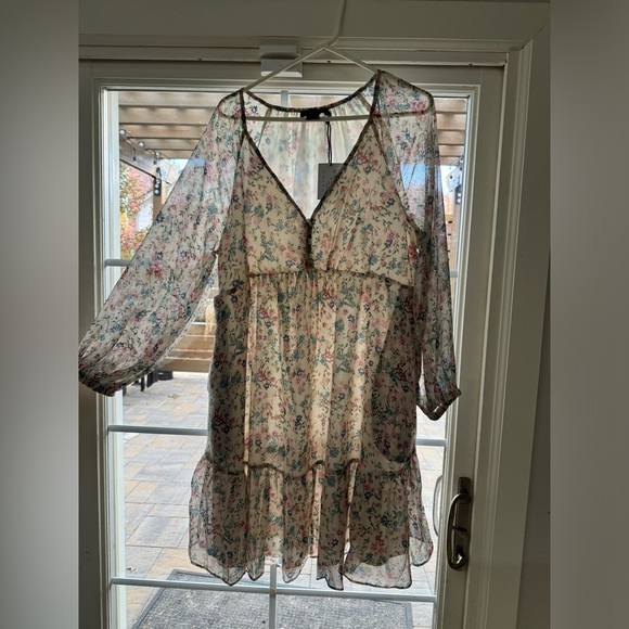 Multicolored Embellished Bishop Sleeve Maxi Dress - Picture 2 of 2